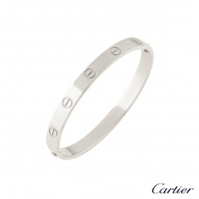 Cartier White Gold Plain Love Bracelet Size 17 B6035417
